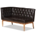 Baxton Studio Riordan Mid-Century Modern Dark Brown Faux Leather Upholstered and Walnut Brown Finished Wood 3-Piece Dining Nook Set - BBT8051.13-Dark Brown/Walnut-3PC Dining Nook Set
