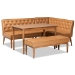 Baxton Studio Riordan Mid-Century Modern Tan Faux Leather Upholstered and Walnut Brown Finished Wood 4-Piece Dining Nook Set