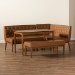 Baxton Studio Riordan Mid-Century Modern Tan Faux Leather Upholstered and Walnut Brown Finished Wood 4-Piece Dining Nook Set - BBT8051.13-Tan/Walnut-4PC Dining Nook Set