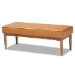 Baxton Studio Riordan Mid-Century Modern Tan Faux Leather Upholstered and Walnut Brown Finished Wood 4-Piece Dining Nook Set - BBT8051.13-Tan/Walnut-4PC Dining Nook Set