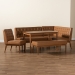 Baxton Studio Riordan Mid-Century Modern Tan Faux Leather Upholstered and Walnut Brown Finished Wood 5-Piece Dining Nook Set - BBT8051.13-Tan/Walnut-5PC Dining Nook Set