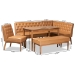 Baxton Studio Riordan Mid-Century Modern Tan Faux Leather Upholstered and Walnut Brown Finished Wood 5-Piece Dining Nook Set - BBT8051.13-Tan/Walnut-5PC Dining Nook Set