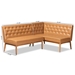 Baxton Studio Riordan Mid-Century Modern Tan Faux Leather Upholstered and Walnut Brown Finished Wood 2-Piece Dining Nook Banquette Set - BBT8051.13-Tan/Walnut-2PC SF Bench