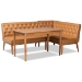 Baxton Studio Riordan Mid-Century Modern Tan Faux Leather Upholstered and Walnut Brown Finished Wood 3-Piece Dining Nook Set
