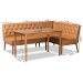 Baxton Studio Riordan Mid-Century Modern Tan Faux Leather Upholstered and Walnut Brown Finished Wood 3-Piece Dining Nook Set - BBT8051.13-Tan/Walnut-3PC Dining Nook Set
