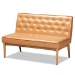 Baxton Studio Riordan Mid-Century Modern Tan Faux Leather Upholstered and Walnut Brown Finished Wood 3-Piece Dining Nook Set - BBT8051.13-Tan/Walnut-3PC Dining Nook Set