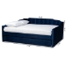 Baxton Studio Lennon Modern and Contemporary Navy Blue Velvet Fabric Upholstered Full Size Daybed with Trundle - CF9172-Navy Blue Velvet-Daybed-F/T
