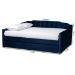 Baxton Studio Lennon Modern and Contemporary Navy Blue Velvet Fabric Upholstered Full Size Daybed with Trundle - CF9172-Navy Blue Velvet-Daybed-F/T
