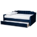 Baxton Studio Lennon Modern and Contemporary Navy Blue Velvet Fabric Upholstered Full Size Daybed with Trundle - CF9172-Navy Blue Velvet-Daybed-F/T