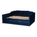 Baxton Studio Lennon Modern and Contemporary Navy Blue Velvet Fabric Upholstered Full Size Daybed with Trundle - CF9172-Navy Blue Velvet-Daybed-F/T