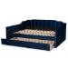 Baxton Studio Lennon Modern and Contemporary Navy Blue Velvet Fabric Upholstered Full Size Daybed with Trundle - CF9172-Navy Blue Velvet-Daybed-F/T