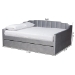 Baxton Studio Lennon Modern and Contemporary Grey Velvet Fabric Upholstered Full Size Daybed with Trundle - CF9172-Silver Grey Velvet-Daybed-F/T