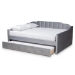 Baxton Studio Lennon Modern and Contemporary Grey Velvet Fabric Upholstered Full Size Daybed with Trundle - CF9172-Silver Grey Velvet-Daybed-F/T