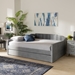Baxton Studio Lennon Modern and Contemporary Grey Velvet Fabric Upholstered Full Size Daybed with Trundle - CF9172-Silver Grey Velvet-Daybed-F/T