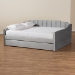 Baxton Studio Lennon Modern and Contemporary Grey Velvet Fabric Upholstered Full Size Daybed with Trundle - CF9172-Silver Grey Velvet-Daybed-F/T