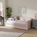 Baxton Studio Lennon Modern and Contemporary Pink Velvet Fabric Upholstered Twin Size Daybed with Trundle - CF9172-Pink Velvet Velvet-Daybed-T/T