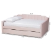 Baxton Studio Lennon Modern and Contemporary Pink Velvet Fabric Upholstered Full Size Daybed with Trundle - CF9172-Pink Velvet Velvet-Daybed-F/T