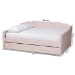Baxton Studio Lennon Modern and Contemporary Pink Velvet Fabric Upholstered Full Size Daybed with Trundle - CF9172-Pink Velvet Velvet-Daybed-F/T