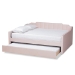 Baxton Studio Lennon Modern and Contemporary Pink Velvet Fabric Upholstered Full Size Daybed with Trundle - CF9172-Pink Velvet Velvet-Daybed-F/T