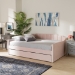 Baxton Studio Lennon Modern and Contemporary Pink Velvet Fabric Upholstered Full Size Daybed with Trundle - CF9172-Pink Velvet Velvet-Daybed-F/T