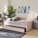Baxton Studio Lennon Modern and Contemporary Pink Velvet Fabric Upholstered Full Size Daybed with Trundle - CF9172-Pink Velvet Velvet-Daybed-F/T