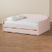 Baxton Studio Lennon Modern and Contemporary Pink Velvet Fabric Upholstered Full Size Daybed with Trundle - CF9172-Pink Velvet Velvet-Daybed-F/T