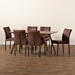Baxton Studio Gerard Modern and Contemporary Distressed Brown Fabric Upholstered and Black Finished Metal with Walnut Brown Finished Wood 7-Piece Dining Set - RDC720M-Brown/Black-7PC Dining Set