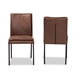 Baxton Studio Gerard Modern and Contemporary Distressed Brown Fabric Upholstered and Black Finished Metal 2-Piece Dining Chair Set - RDC720M-Brown/Black-DC