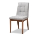 Baxton Studio Tara Mid-Century Modern Light Grey Fabric Upholstered and Walnut Brown Finished Wood 7-Piece Dining Set - RDC714-Light Grey/Walnut-7PC Dining Set