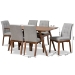 Baxton Studio Tara Mid-Century Modern Light Grey Fabric Upholstered and Walnut Brown Finished Wood 7-Piece Dining Set - RDC714-Light Grey/Walnut-7PC Dining Set