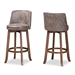 Baxton Studio Adams Modern Transitional Distressed Grey Fabric Upholstered and Walnut Brown Finished Wood 2-Piece Bar Stool Set