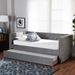 Baxton Studio Larkin Modern and Contemporary Grey Velvet Fabric Upholstered Twin Size Daybed with Trundle - CF9227-Silver Grey Velvet-Daybed-T/T