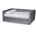Baxton Studio Larkin Modern and Contemporary Grey Velvet Fabric Upholstered Queen Size Daybed with Trundle