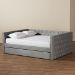 Baxton Studio Larkin Modern and Contemporary Grey Velvet Fabric Upholstered Queen Size Daybed with Trundle - CF9227-Silver Grey Velvet-Daybed-Q/T