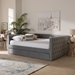 Baxton Studio Larkin Modern and Contemporary Grey Velvet Fabric Upholstered Full Size Daybed with Trundle - CF9227-Silver Grey Velvet-Daybed-F/T