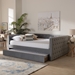 Baxton Studio Larkin Modern and Contemporary Grey Velvet Fabric Upholstered Queen Size Daybed with Trundle - CF9227-Silver Grey Velvet-Daybed-Q/T