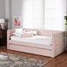 Baxton Studio Larkin Modern and Contemporary Pink Velvet Fabric Upholstered Twin Size Daybed with Trundle - CF9227-Pink Velvet Velvet-Daybed-T/T