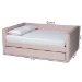 Baxton Studio Larkin Modern and Contemporary Pink Velvet Fabric Upholstered Full Size Daybed with Trundle - CF9227-Pink Velvet Velvet-Daybed-F/T