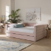 Baxton Studio Larkin Modern and Contemporary Pink Velvet Fabric Upholstered Full Size Daybed with Trundle - CF9227-Pink Velvet Velvet-Daybed-F/T