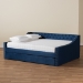 Baxton Studio Raphael Modern and Contemporary Navy Blue Velvet Fabric Upholstered Queen Size Daybed with Trundle - CF9228 -Navy Blue Velvet-Daybed-Q/T