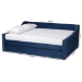Baxton Studio Raphael Modern and Contemporary Navy Blue Velvet Fabric Upholstered Queen Size Daybed with Trundle - CF9228 -Navy Blue Velvet-Daybed-Q/T