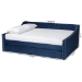 Baxton Studio Raphael Modern and Contemporary Navy Blue Velvet Fabric Upholstered Queen Size Daybed with Trundle - CF9228 -Navy Blue Velvet-Daybed-Q/T