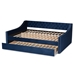 Baxton Studio Raphael Modern and Contemporary Navy Blue Velvet Fabric Upholstered Queen Size Daybed with Trundle - CF9228 -Navy Blue Velvet-Daybed-Q/T