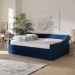 Baxton Studio Raphael Modern and Contemporary Navy Blue Velvet Fabric Upholstered Queen Size Daybed with Trundle - CF9228 -Navy Blue Velvet-Daybed-Q/T