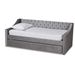 Baxton Studio Raphael Modern and Contemporary Grey Velvet Fabric Upholstered Twin Size Daybed with Trundle