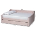 Baxton Studio Raphael Modern and Contemporary Pink Velvet Fabric Upholstered Full Size Daybed with Trundle - CF9228 -Pink Velvet-Daybed-F/T