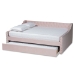 Baxton Studio Raphael Modern and Contemporary Pink Velvet Fabric Upholstered Full Size Daybed with Trundle - CF9228 -Pink Velvet-Daybed-F/T