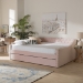 Baxton Studio Raphael Modern and Contemporary Pink Velvet Fabric Upholstered Full Size Daybed with Trundle - CF9228 -Pink Velvet-Daybed-F/T