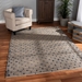 Baxton Studio Berries Modern and Contemporary Natural Brown and Blue Handwoven Jute Blend Area Rug - Berries-Natural/Blue-Rug