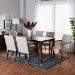 Baxton Studio Glenda Mid-Century Modern Greyish Beige Fabric Upholstered and Walnut Brown Finished Wood 7-Piece Dining Set - BBT5267-Greyish Beige/Walnut-7PC Dining Set